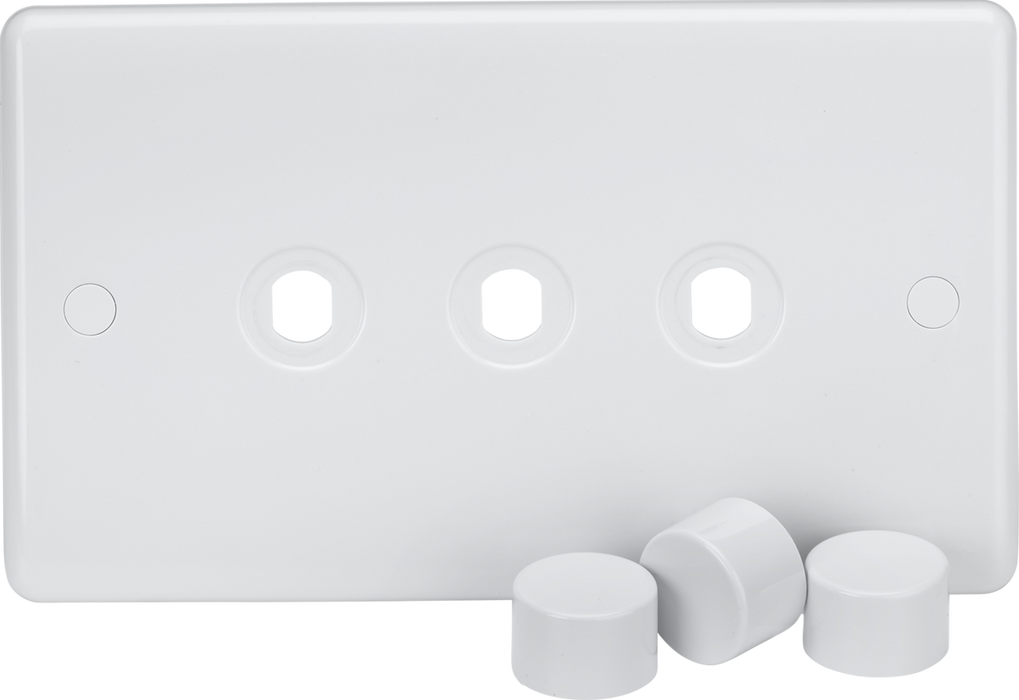 3G Dimmer Plate with Matching Dimmer Caps