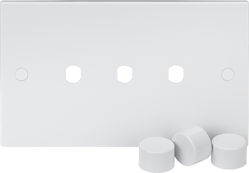3G Dimmer Plate with Matching Dimmer Caps