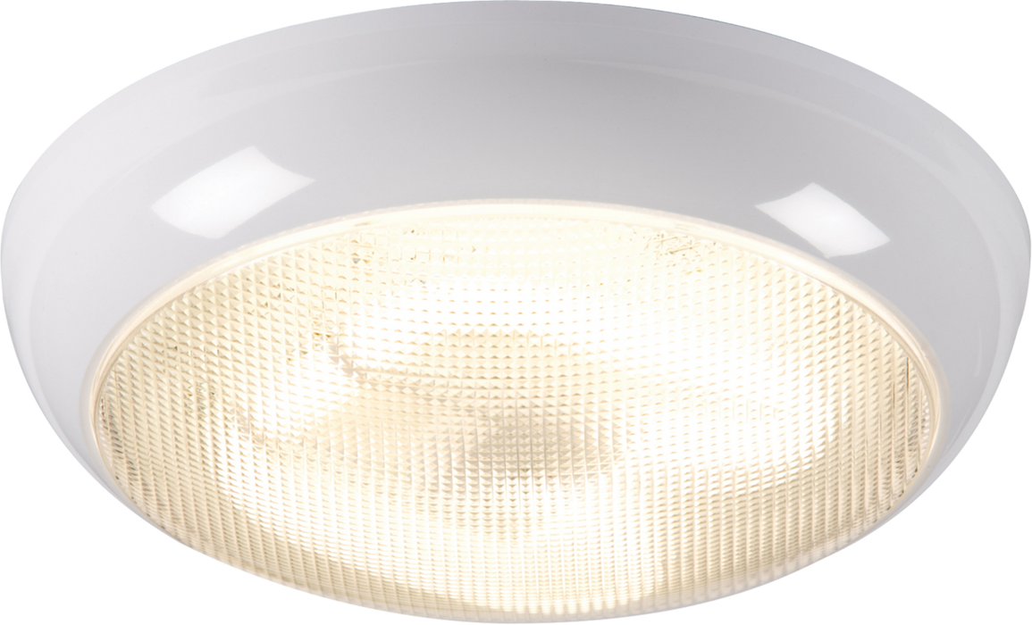 IP44 28W HF Emergency Polo Bulkhead with Prismatic Diffuser and White Base