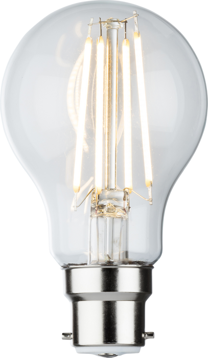230V 8W LED BC B22 Clear GLS Filament Lamp 2700K Dimmable