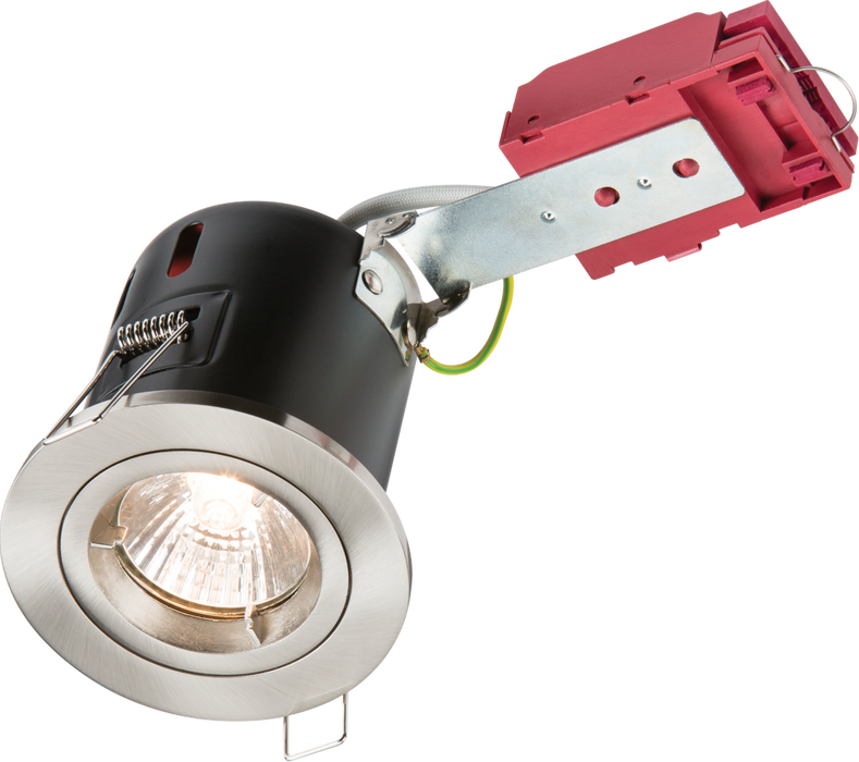 230V 50W Fixed GU10 IC Fire-Rated Downlight in Brushed Chrome