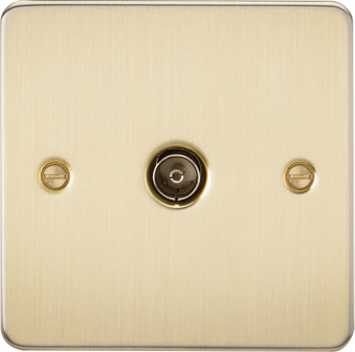 Flat Plate 1G TV Outlet (non-isolated) - Brushed Brass