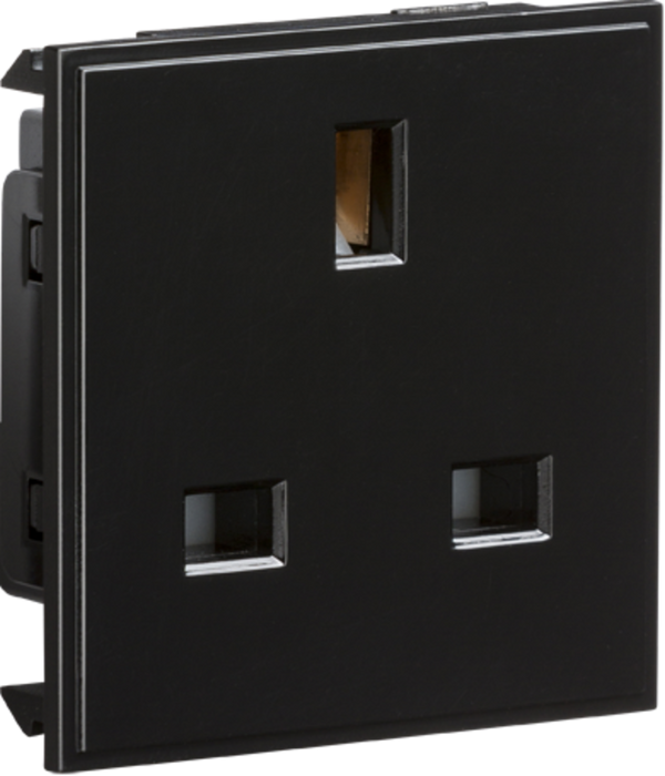 13A 1G unswitched socket module 50 x 50mm - black