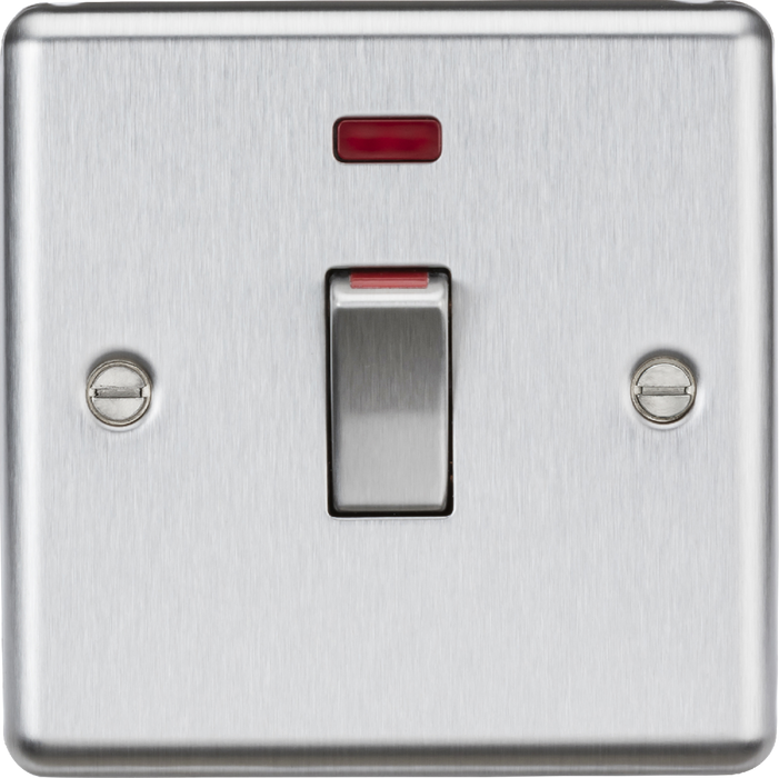 45A DP Switch with Neon (1G size) - Brushed Chrome