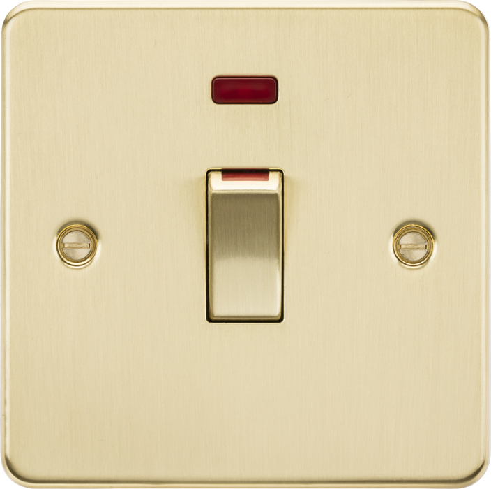 45A 1G DP Switch with neon - brushed brass