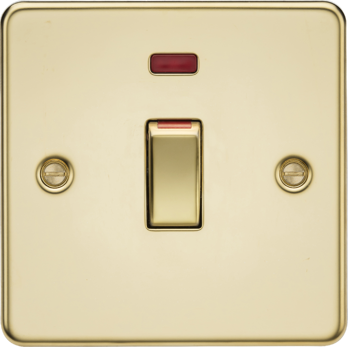 45A 1G DP Switch with neon - polished brass