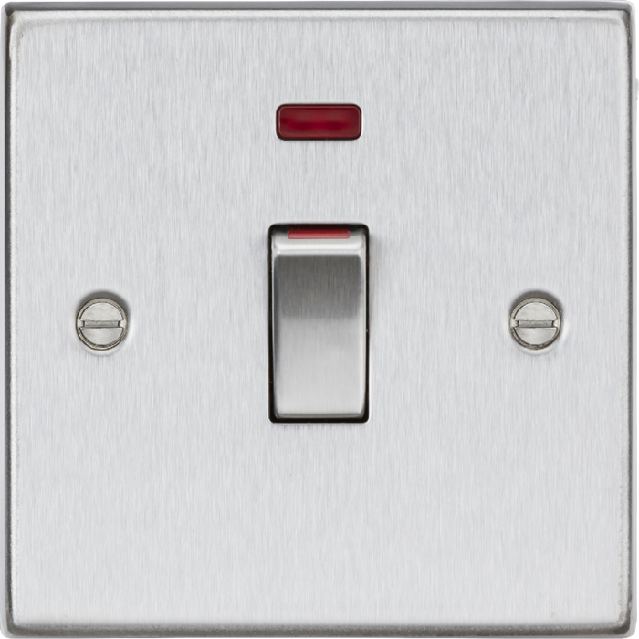 45A DP switch with neon (1G size) - Brushed Chrome