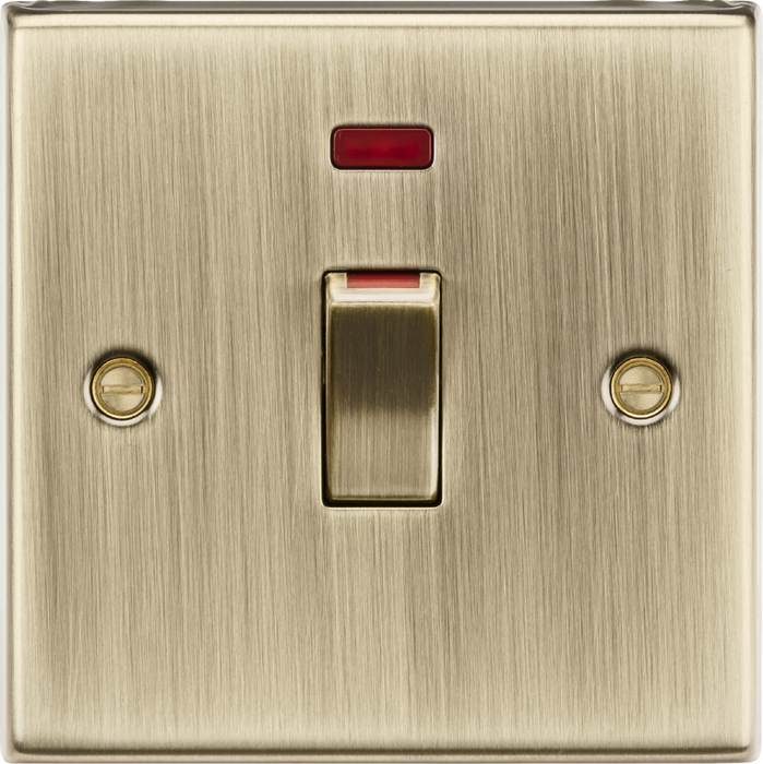 45A 1G DP switch with neon - antique brass