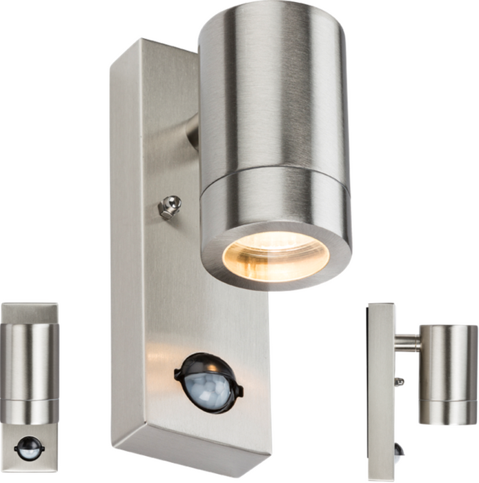 230V IP44 GU10 Stainless Steel Wall Light with Pir