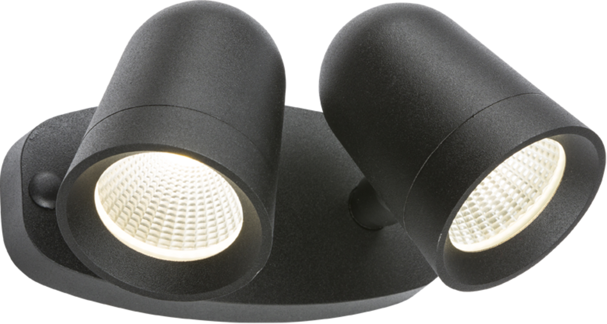 230V IP65 18W LED Black Twin Spot Floodlight