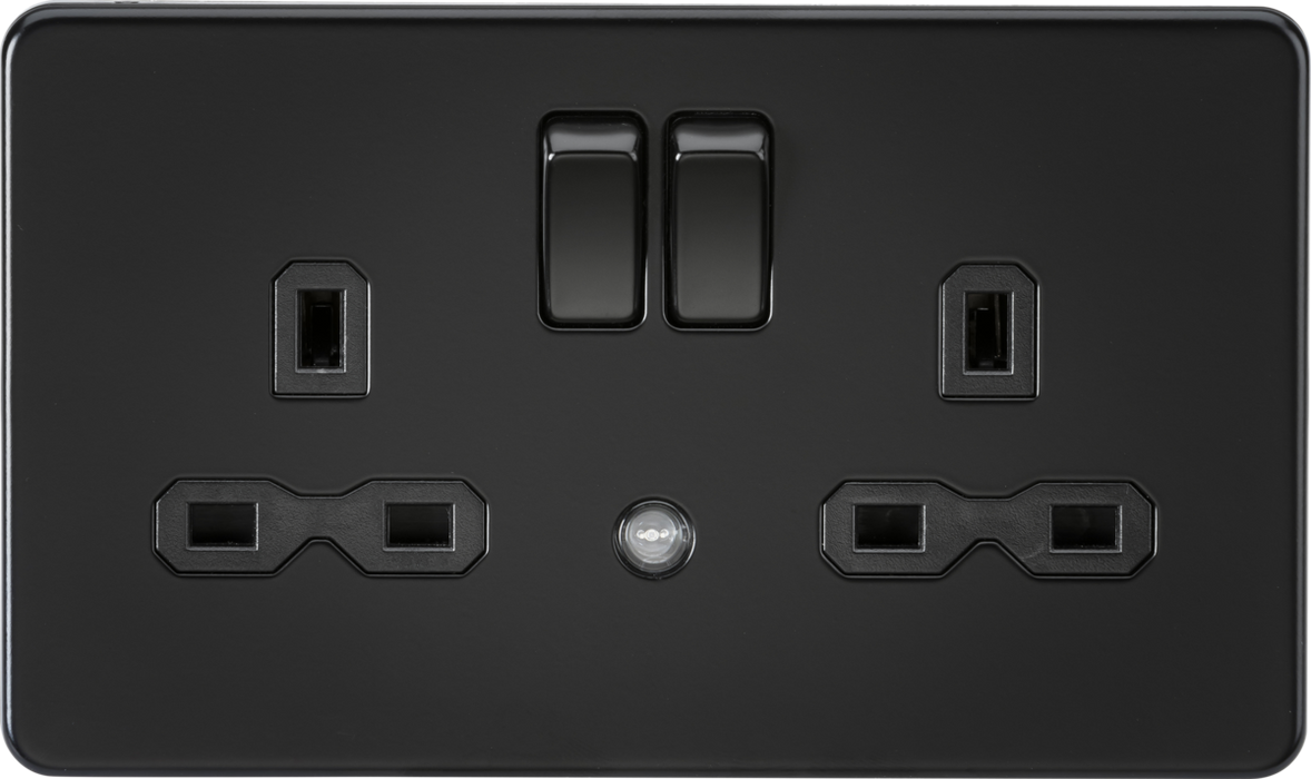 13A 2G DP switched socket with night light function - Matt black