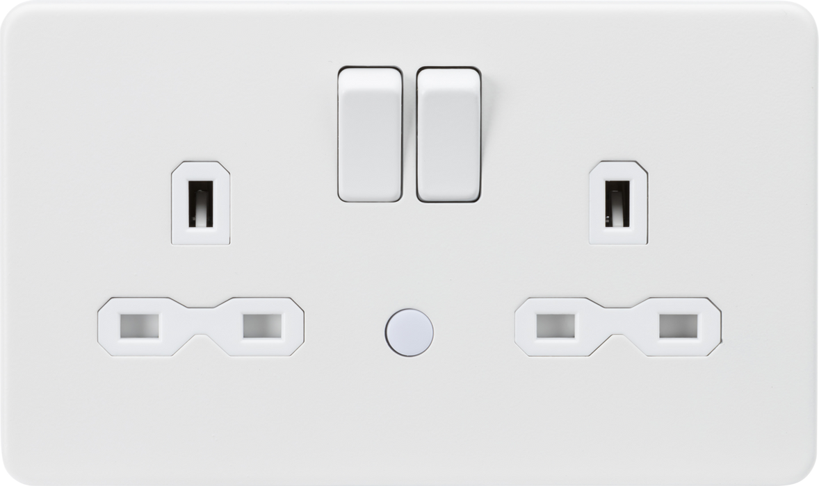 13A 2G DP switched socket with night light function - Matt white
