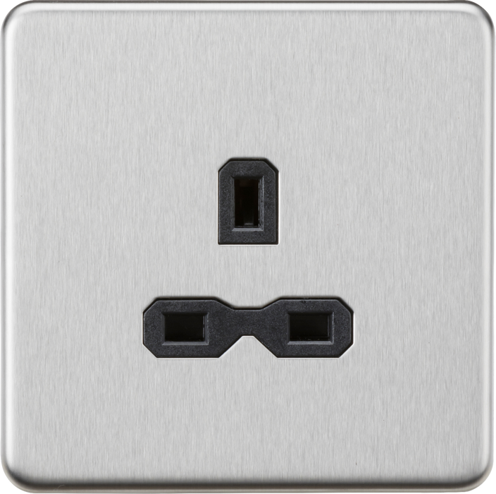 13A 1G Unswitched Socket - Brushed Chrome with Black Insert