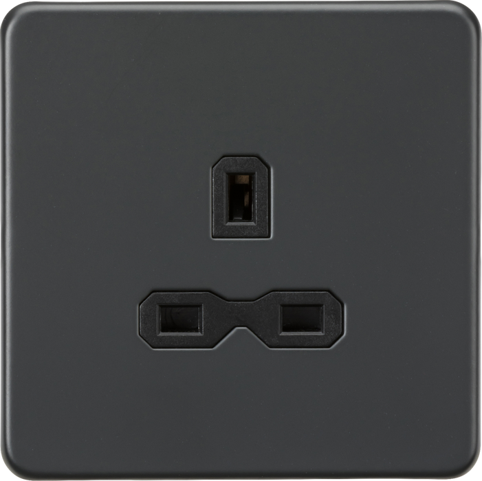 13A 1G Unswitched Socket - Anthracite with Black Insert
