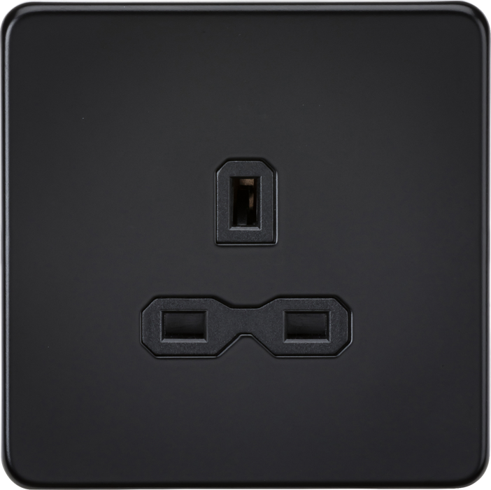 13A 1G Unswitched Socket - Matt Black with Black Insert