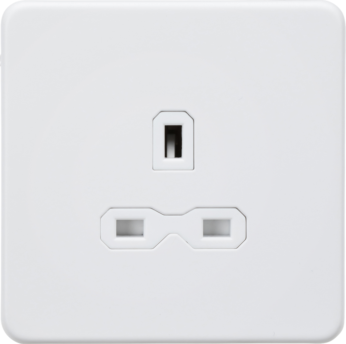 13A 1G Unswitched Socket - Matt White with White Insert