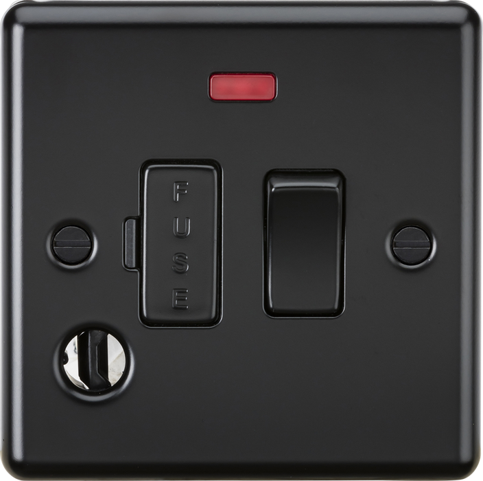 13A Switched Fused Spur Unit with Neon & Flex Outlet - Matt Black