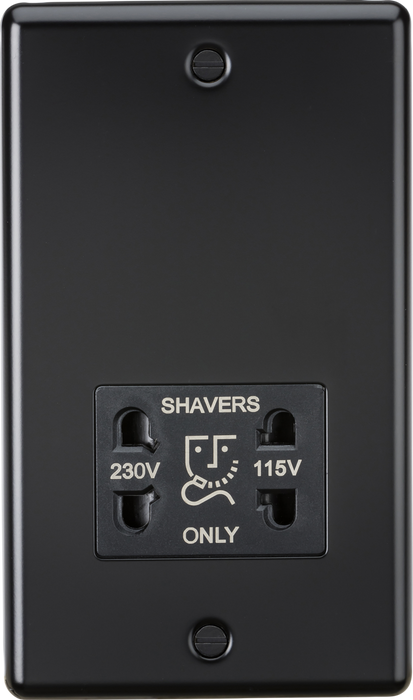 115-230V Dual Voltage Shaver Socket - Matt Black with Black Insert