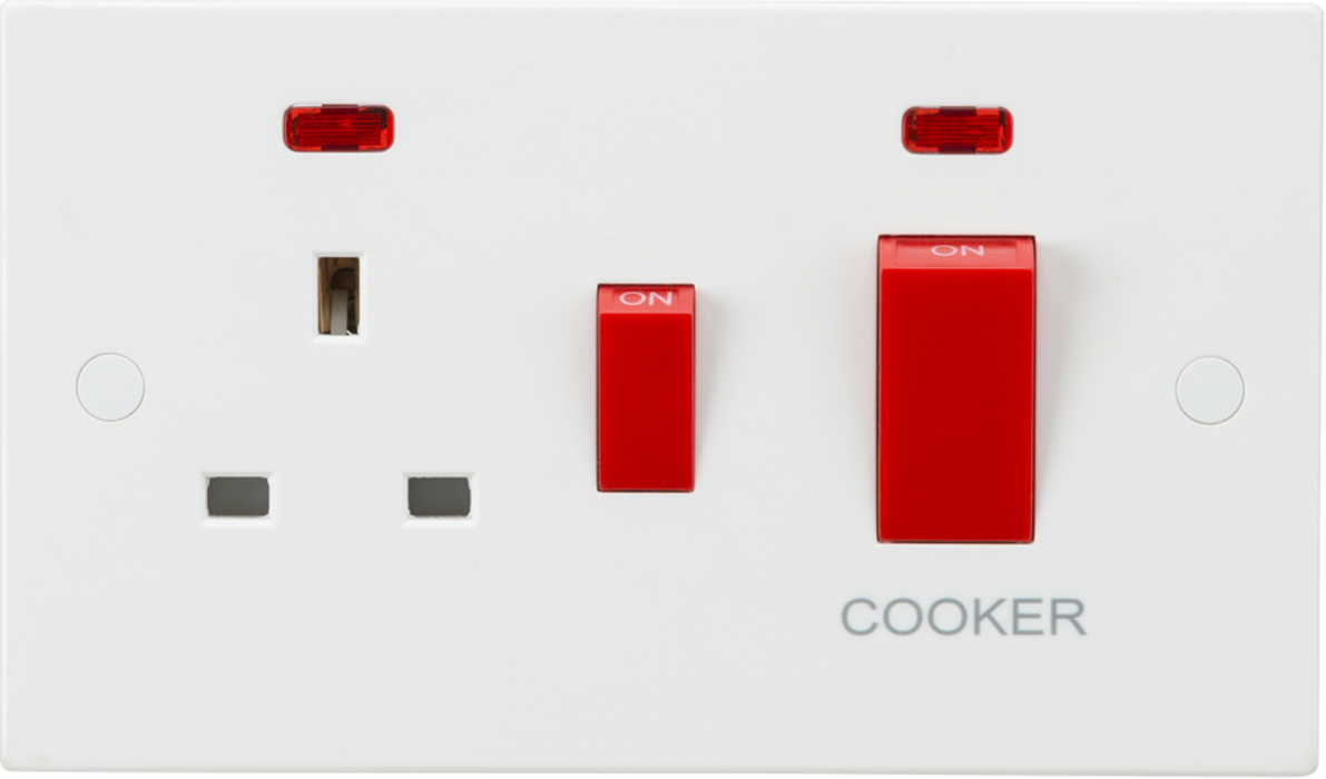 45A DP Cooker Switch and 13A Socket with Neons