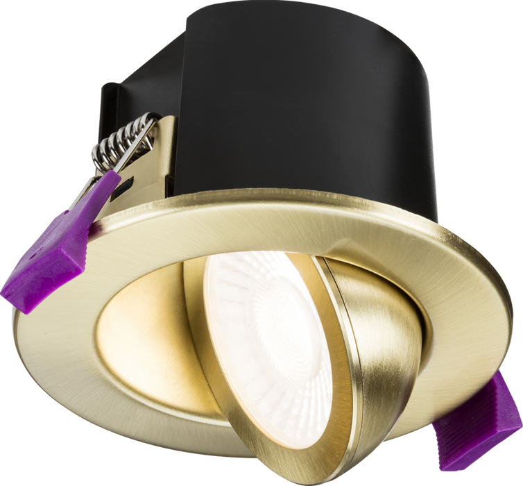 SpektroLED Evo Tilt - Fire Rated IP65 Downlight with 2 x Wattage and 4 x CCT - Brushed Brass