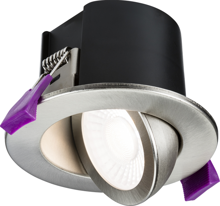 SpektroLED Evo Tilt - Fire Rated IP65 Downlight with 2 x Wattage and 4 x CCT - Brushed Chrome