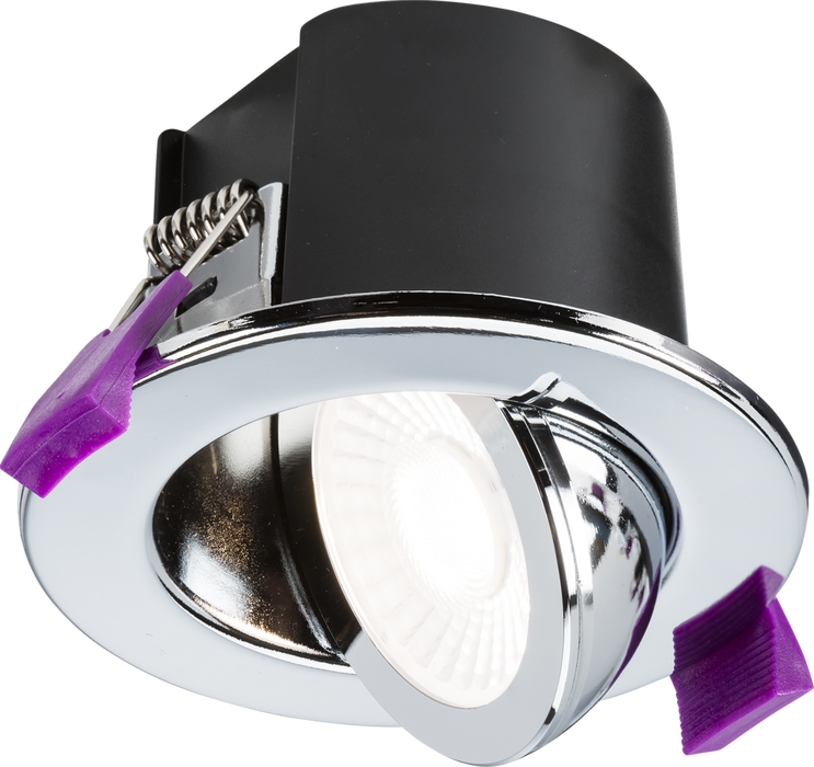 SpektroLED Evo Tilt - Fire Rated IP65 Downlight with 2 x Wattage and 4 x CCT - Polished Chrome