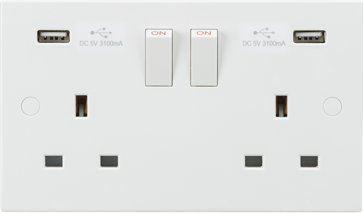 13A 2G Switched Socket with Dual USB Charger 5V DC 3.1A