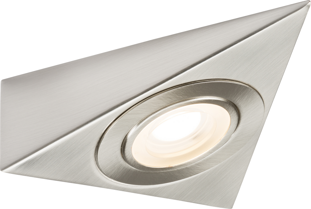 230V 2W LED Triangular Under Cabinet Light with Adjustable CCT - Brushed Chrome