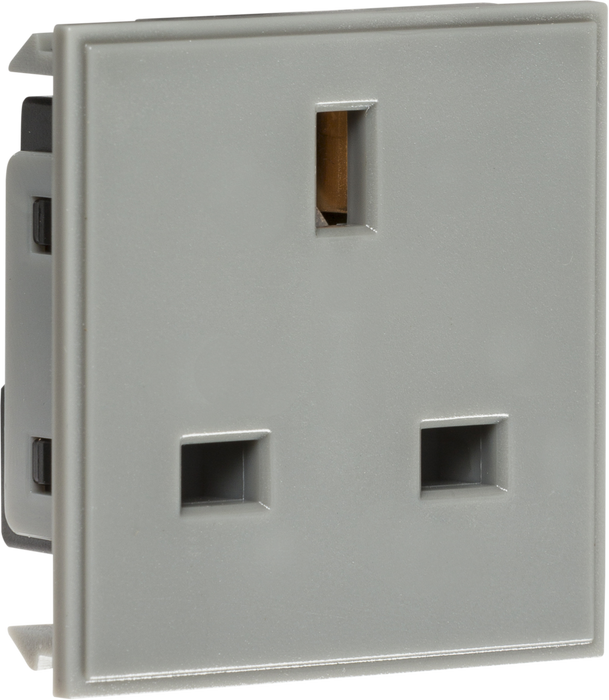 13A 1G unswitched socket module 50 x 50mm - Grey
