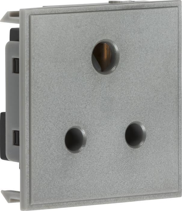 5A unswitched round socket module 50 x 50mm - grey
