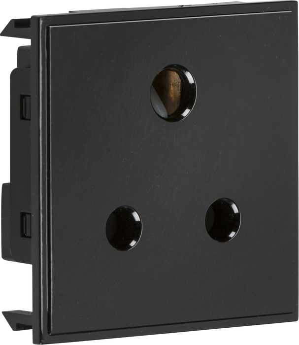 5A unswitched round socket module 50 x 50mm - black