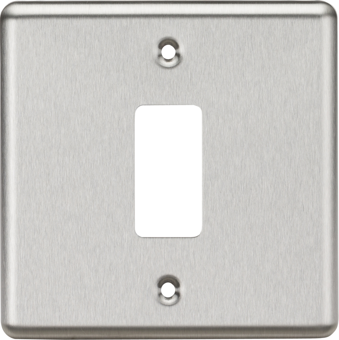 1G Grid Faceplate - Rounded Edge Brushed Chrome