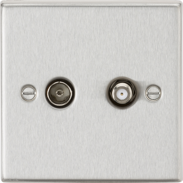 TV & SAT TV Outlet (isolated) - Square Edge Brushed Chrome