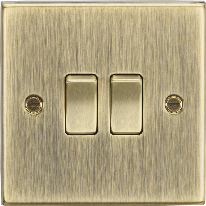 10AX 2G 2 Way Plate Switch - Square Edge Antique Brass