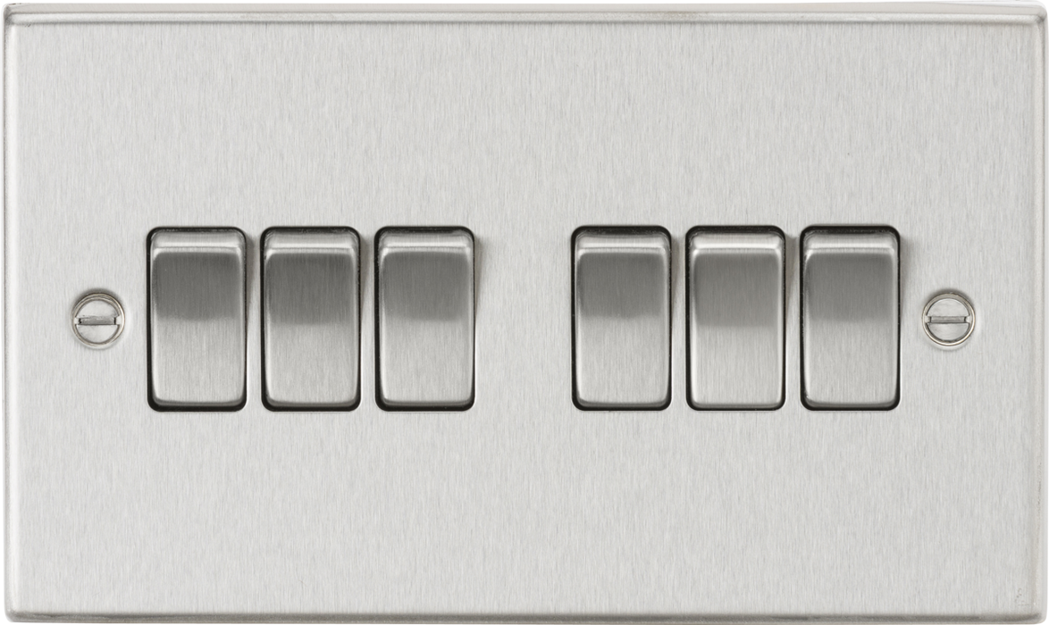 10AX 6G 2-Way Plate Switch - Square Edge Brushed Chrome