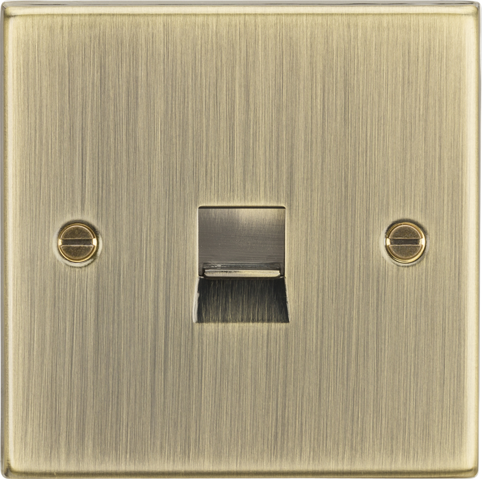 Telephone Extension Outlet - Square Edge Antique Brass