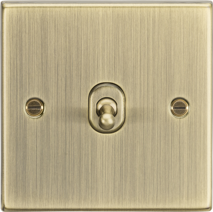 10AX 1G 2 Way Toggle Switch - Square Edge Antique Brass