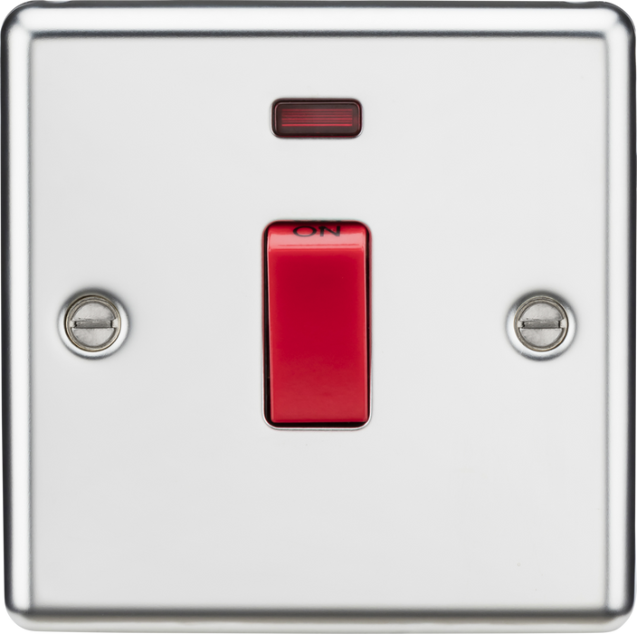 45A DP Switch with Neon (single size) - Rounded Edge Polished Chrome