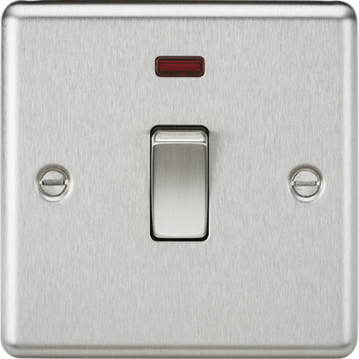 20A 1G DP Switch with Neon - Rounded Edge Brushed Chrome