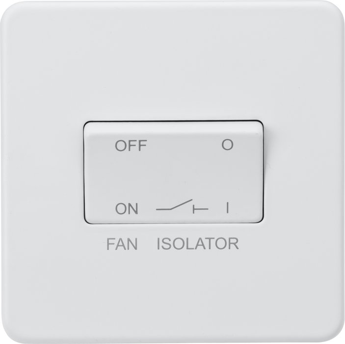 Screwless 10AX 3 pole fan isolator switch - Matt white