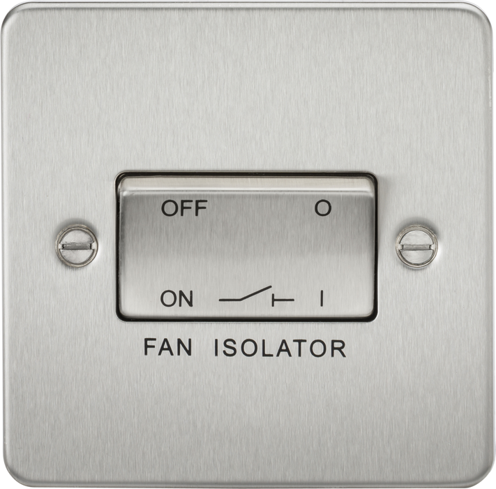 Flat Plate 10AX 3 Pole Fan Isolator Switch - Brushed Chrome