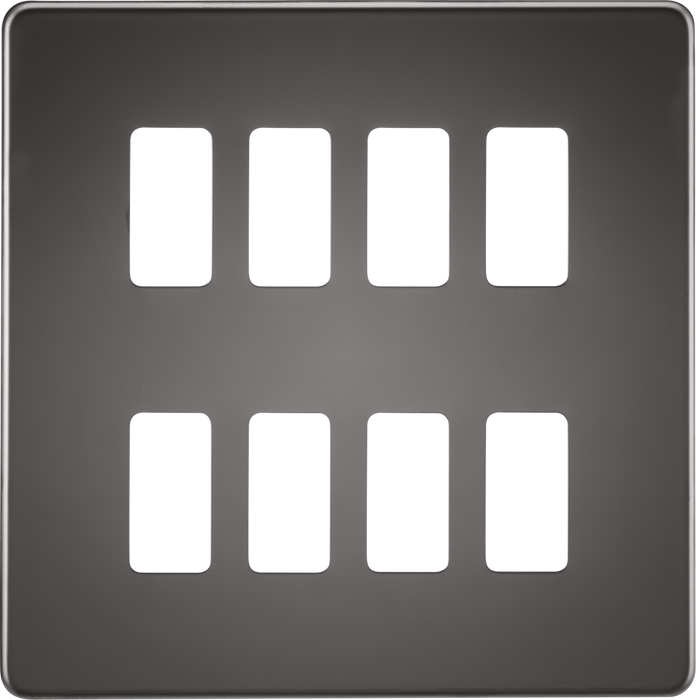 Screwless 8G grid faceplate - black nickel