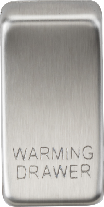 Switch cover "marked WARMING DRAWER" - brushed chrome