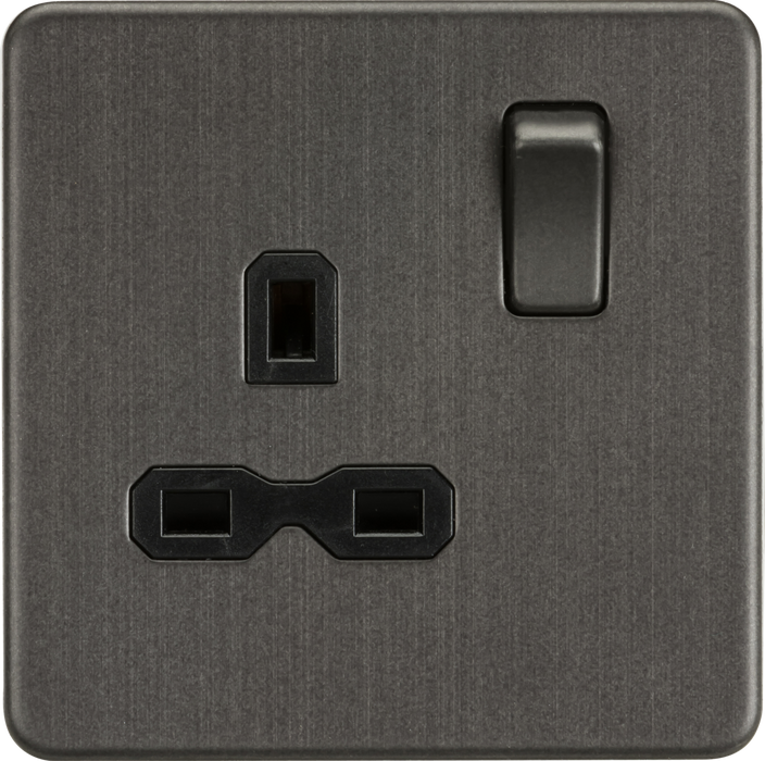 Screwless 13A 1G DP switched socket - Smoked Bronze