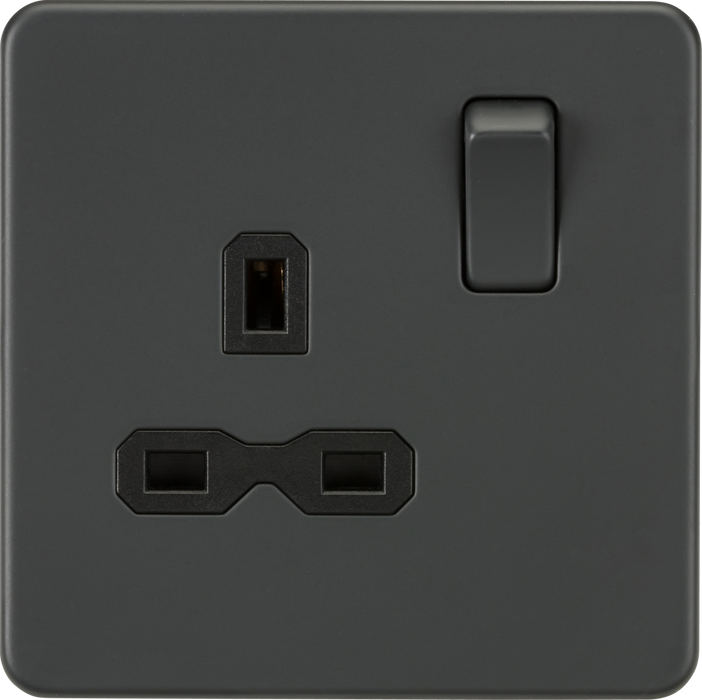 Screwless 13A 1G DP switched socket - Anthracite