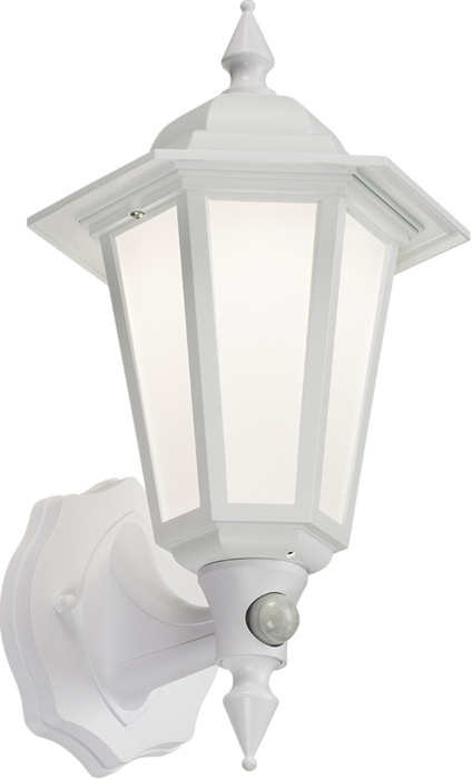 230V IP54 8W LED Wall Lantern with Photocell Sensor - White