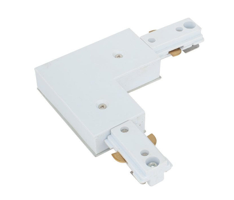 White Single Circuit Track L Connector - Steel City Lighting