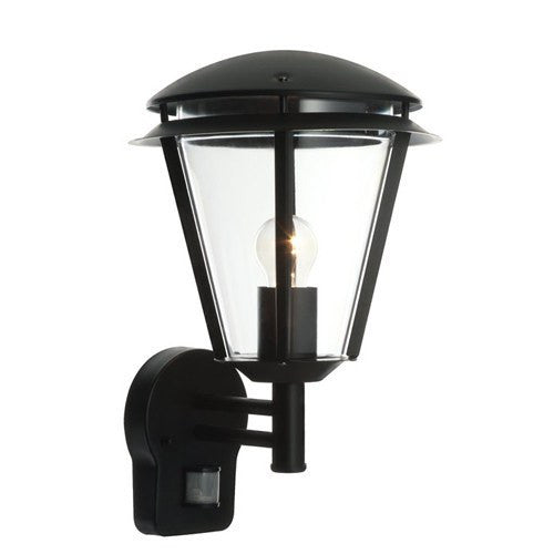 Inova IP44 Black PIR Wall Lantern - Steel City Lighting